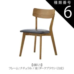 種類6：ナチュラル×ダークブラウン/1脚 ダイニングチェア ピンゴ 節ありオーク突板 2カラー 4タイプ 1脚 2脚セット W46×D50×H80×SH46cm 天然木 おしゃれ シンプル 食卓 リビングチェア 合皮 布 ファブリック 北欧 送料無料のサムネイル