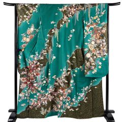振袖フルセット】身丈166cm 裄丈68.5cm 桜 霞 箔 金彩 青緑 - メルカリ