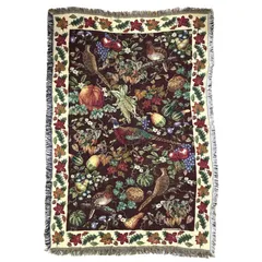 vintageラグ ブランケット マルチカバー タペストリー USA製 フルーツ 果物 鳥 アニマル Rug Blanket Fruit 3752のサムネイル