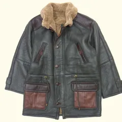 VIA NUOVA PELLE ムートンジャケット 定価20万円 90s☆VIA NUOVA PELLE 羊革 リアルムートンコート コンビ