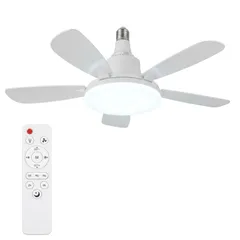 ★新品★シーリングファンライト E26 30w 6畳 リモコン付き メモリー機能 35db静音 調色調光 風量3段階 タイマー 常夜灯 省エネ 取付簡単 5枚羽根 DCモーター ファン付き照明 暑さ対策 トイレ/洗面所 工事不要 (角型引掛ソケット別売り)のサムネイル