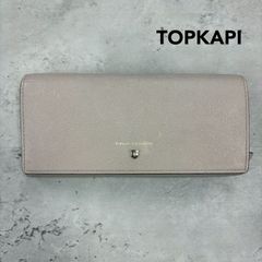 TOPKAPI トプカピ ベージュ 長財布 財布 ロングウォレット フラップウォレット 小銭入れあり コインケース カード入れ 大容量 サフィアーノ型押し メタルロゴ スナップボタン シンプル カジュアル ★ ■■