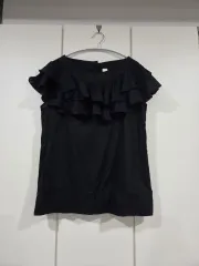 (55)ALLSAINTS ブラック フリル ブラウスのサムネイル
