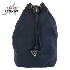 PRADA プラダ テスート 三角ロゴプレート ネイビー シルバー金具 ナイロン 巾着ポーチ レディース 603397【中古】のサムネイル