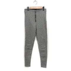 ザラ ZARA 千鳥柄 レギンス ストレッチ フロントジップ XS ブラック 黒 /FT7のサムネイル