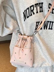 Women's Bag, Shoulder Bag, Messenger Bag, Cute and Dreamy Black Drawstring Smartphone Bag, Shoulder Pouch, Coin Case, Perfect for Sports, Leisure, College Students, and Middle School Girls, Essential for Outings and Travel