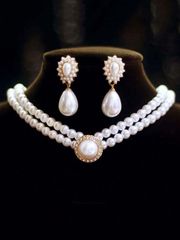 Ladies' Jewelry Set: 1 Necklace and 1 Pair of Earrings, Vintage Elegant Oval Double Layer Jewelry Set, Suitable for Weddings and Holidays.