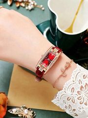 Ladies' Quartz Analog Watch Set (2 Watches), Square Design, Roman Numerals, Vintage Formal Watches + Accessory Set