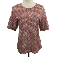 チャージ CHARGE カットソー Tシャツ プルオーバー ラウンドネック マルチカラー ストライプ 半袖 L 赤 青 レッド ブルーのサムネイル