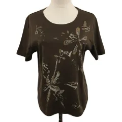 チャージ CHARGE カットソー Tシャツ ラウンドネック プルオーバー プリント 半袖 L 茶 ブラウンのサムネイル
