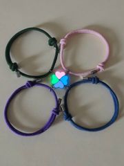 Jewelry Set for Women: 4-Piece Glow-in-the-Dark Bracelet Set featuring Four-Leaf Clover Designs. Perfect for Best Friends, Siblings, or Couples. Decorative braided bracelets that glow in the dark. A great summer gift for couples, mothers, and women.