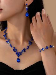 Ladies' Jewelry Set: 1 Set of Elegant Romantic Floral Teardrop Rhinestone Jewelry, Perfect for Weddings, Parties, and Gifts.