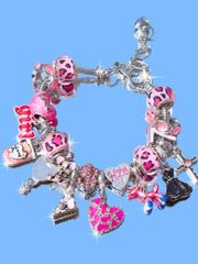 Jewelry for Women: Chain Bracelets, 1 Pink Leopard Print Heart Charm Bracelet, 1 Cute Bear Cake Skirt Bracelet, 1 Cute Pony Bracelet, 1 Lucky Number 7 Bracelet, 1 Heart Cross Bracelet