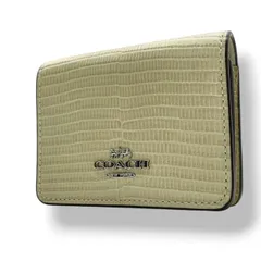 コーチ COACH ミニウォレット オン チェーン CR372 ペールグリーン 型押し レザー 三つ折り財布 チェーン付き シルバー金具 タグ付き レディース カードポケット スナップボタン 外ポケット 小さめ コンパクト 財布 M3のサムネイル