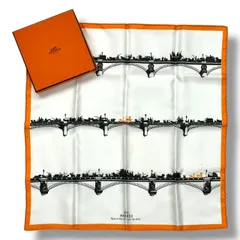 新品同様 HERMES エルメス スカーフ シルク L'air de Paris パリの空気 オレンジ 箱付きのサムネイル