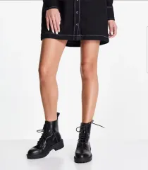 新品/240 ASOS レースアップ アンクルブーツ WIDE FITのサムネイル