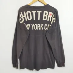Schott ショット 長袖 Tシャツ ロンT ビッグロゴ バックプリント オーバーサイズ クルーネック フェード 古着 VINTAGE グレー M G448のサムネイル