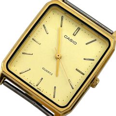 不動　CASIO　カシオ　腕時計　MQ-313　クォーツ　QZ　スクエア　アナログ　3針　ゴールド文字盤　00s　Y2K　【m35】