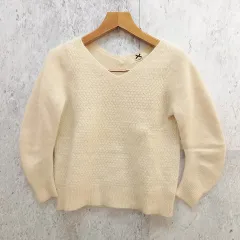 Supreme LaLa シュープリームララ セーター ニット Vネック 長袖 シンプル アイボリー Mサイズ ◎_◇〇☆のサムネイル