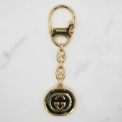 美品】 GUCCI アンカー 舵 ロゴ キーリング チャーム 白×金 刻印有