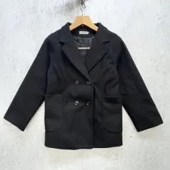 JUNOAH ジュノア Pコート ジャケット テーラード ダブルボタン アウター シンプル ブラック Mサイズ ◎_◇〇☆のサムネイル