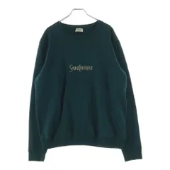 SAINT LAURENT PARIS (サンローランパリ) 22AW フロントロゴ刺繍 クルーネック長袖スウェットトレーナー グリーン 737738のサムネイル