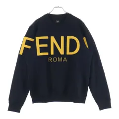 FENDI (フェンディ) フロントロゴ刺繍 クルーネックスウェットトレーナー ブラック/イエロー 12CPF-20-1906のサムネイル