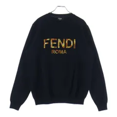 FENDI (フェンディ) フロントロゴプリント クルーネックスウェットトレーナー ブラック/オレンジのサムネイル