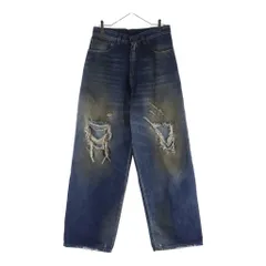 VETEMENTS (ヴェトモン) 26SS TRASHED JANS ヴィンテージ加工 カットオフ トラッシュドデニムパンツ ジーンズ インディゴのサムネイル