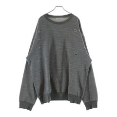 UNUSED (アンユーズド) 22AW Damaged Crewneck Sweatshirt バイオウォッシュ ダメージ加工 クルーネックスウェットシャツ トレーナー グレー US2268