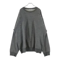 UNUSED (アンユーズド) 22AW Damaged Crewneck Sweatshirt バイオウォッシュ ダメージ加工 クルーネックスウェットシャツ トレーナー グレー US2268のサムネイル