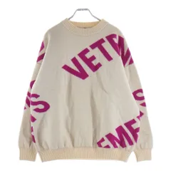 VETEMENTS (ヴェトモン) Allover Maxi Logo Crew Kint Sweat UA53KN200W ビックロゴ クルーネックニットセーター ホワイト/ピンクのサムネイル