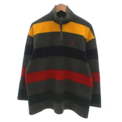 ローレンラルフローレン LAUREN RALPH LAUREN ハーフジップニット セーター フリース リブ L グレー 黄 イエロー 赤 レッド /JS ■ECG007のサムネイル