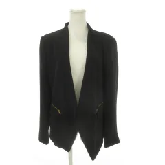 ザラ ベーシック ZARA BASIC ジャケット トッパー L 黒 ブラック 無地 ショールカラー 長袖 /MN21 ■GY70のサムネイル