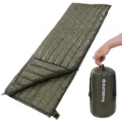 寝袋 ダウン 封筒型 軽量 防水 グースダウン 400g 連結してふたり用に コンパクト シュラフ アウトレボ★m a8287011のサムネイル