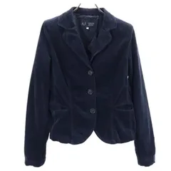 ARMANI JEANS アルマーニジーンズ ベロア調 テーラードジャケット 12 ネイビー レディース 古着のサムネイル