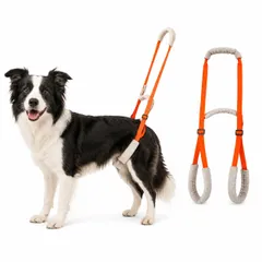 犬用 歩行補助ハーネス 後ろ足用 2段持ち手 老犬 シニア犬 介護 リハビリ 立ち上がり 散歩 階段 車の乗り降り 小型犬 中型犬 大型犬 オス メス兼用　オレンジのサムネイル