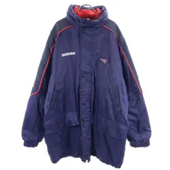 Diadora ディアドラ 90s オールド 中綿 ナイロン ベンチコート XL 紺 フットボール メンズ 古着のサムネイル