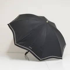 日傘 FURLA フルラ USED品 一級遮光 晴雨兼用 ロゴ刺繍 ハートチャーム付き ブラック 遮熱 ジャンプ UV 50cm S4290のサムネイル