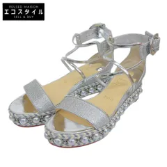 CHRISTIAN LOUBOUTIN　クリスチャンルブタン　CHOCAZEPPA グリッターシルバー パールデザイン アンクルストラップ サンダル 37 3180160　37のサムネイル