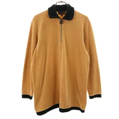 FENDI フェンディ 90s イタリア製 オールド バックプリント 長袖 ハーフジップ ベロア ポロシャツ 40 ブラウン メンズ 古着のサムネイル