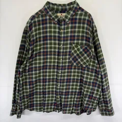 古着 ウールリッチ WOOLRICH 長袖シャツ ロゴ 胸ポケット 大きいサイズ ボタンダウン ネルシャツ 2XL  グリーン系 チェック メンズのサムネイル