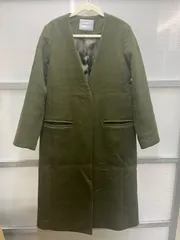 送料無料！！ROSE BUD　ローズバット　レディースロングコート　ウール混襟なしコート　カーキ　size S  #80716MOGR2のサムネイル