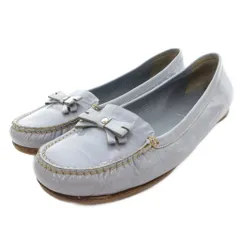 プラダ PRADA ローファー モカシン パテントレザー 35.5 水色 ライトブルー リボンモチーフ ステッチデザイン /TQ ■IBO100のサムネイル