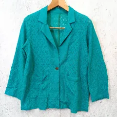 PAGEBOY ページボーイ テーラード ジャケット レース コットン アウター グリーン Fサイズ ◎_〇□☆のサムネイル