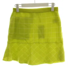 デサント DESCENTE GOLF ニットスカート 台形スカート M 黄緑 ミニ丈 格子柄 /GGのサムネイル