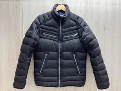 DIESEL/ディーゼル ダウンジャケット ブラック ナイロン ジップアップ ロゴワッペン ブルートリミング ジッパーポケット Sのサムネイル