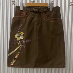 REPLAY デニムスカート ブラウン 花柄 刺繍のサムネイル