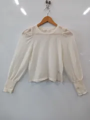 P182●31Sons de made●トランテアンソンドゥモード●カットソー●サマーニット●パフスリーブ●カフス●クルーネック●シアー感●ラメ感●レディース●size36●白のサムネイル