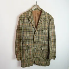 SCOTCH TWEED × Hardy Amies ハーディ・エイミス ツイード テーラード チェック柄 ジャケット 3B 総裏地 茶 80s ビンテージ 4583Q★2のサムネイル